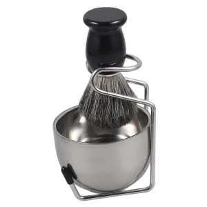 1 Set Practical Shaving Brush Set for Men Includes Badger Hair Brush Stand and Foaming Bowl for Manual Shaving and Beard Care