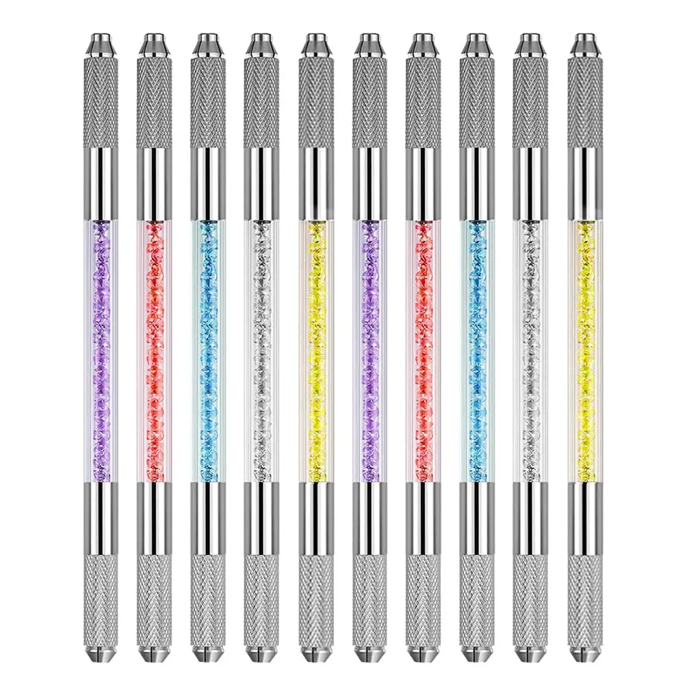 10 Pcs Double Sided Manual Tattoo Fog Eyebrow Pen Needle Tip Holder Tool Manual Pen Kit for Makeup Supplies