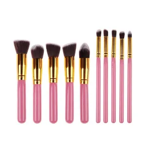 10/12 Set Makeup Brush Tool Set Soft Eyeliner Natural Synthetic Hair Brush Set (Color : Pink-Golden)