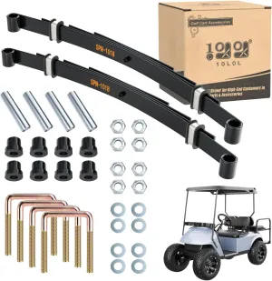 10L0L Heavy Duty 4 Leaf Rear Spring Kit for EZGO TXT Electric 1994-up & Gas 1995-2013 Golf Cart, Includes Bushings, Sleeves, U Bolts, OEM: 70506-G01 74135-G01 74207-G01 74207-G02 74207-G03
