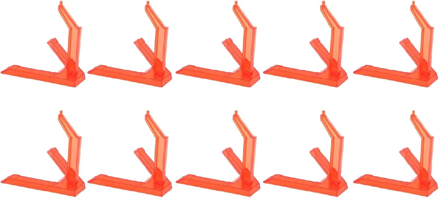 10pcs Action Figure Stand Kit - Premium Plastic Model Display Base for SD BB HG 1/144 Scale Figures - and Adjustable (Transparent Red)