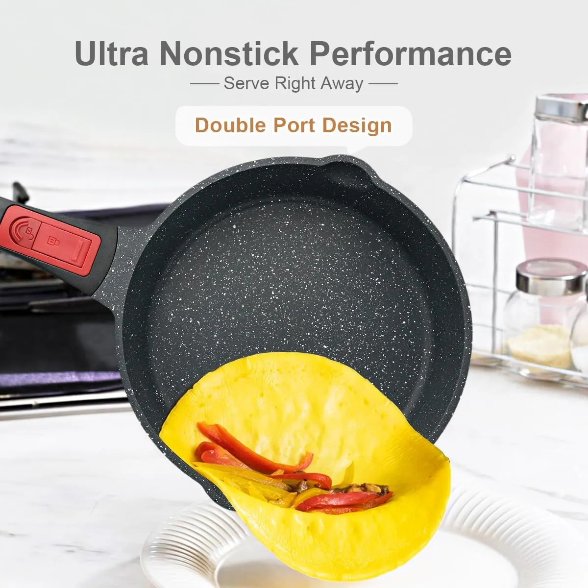 11 Inch Nonstick Deep Frying Pan with Lid, 5Qt Non Stick Skillet with Removable Handle, Aluminum Sauté Pan Compatible with All Stovetops, Dishwasher& Oven Safe (Black)