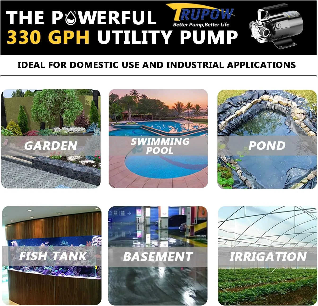 1/10HP 330GPH 115-Volt Mini Portable Electric Utility Sump Transfer Water Pump with Water Hose Kit