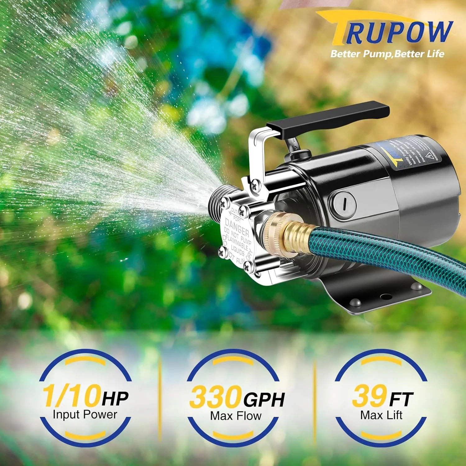 1/10HP 330GPH 115-Volt Mini Portable Electric Utility Sump Transfer Water Pump with Water Hose Kit