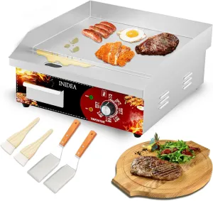 110V Commercial Electric Griddle 14",1600W Countertop Flat Top Grill,Non-Stick Stainless Steel Teppanyaki Griddle, 122-572℉ Adjustable Temp Control, Perfect for Home or Restaurant Kitchen Use
