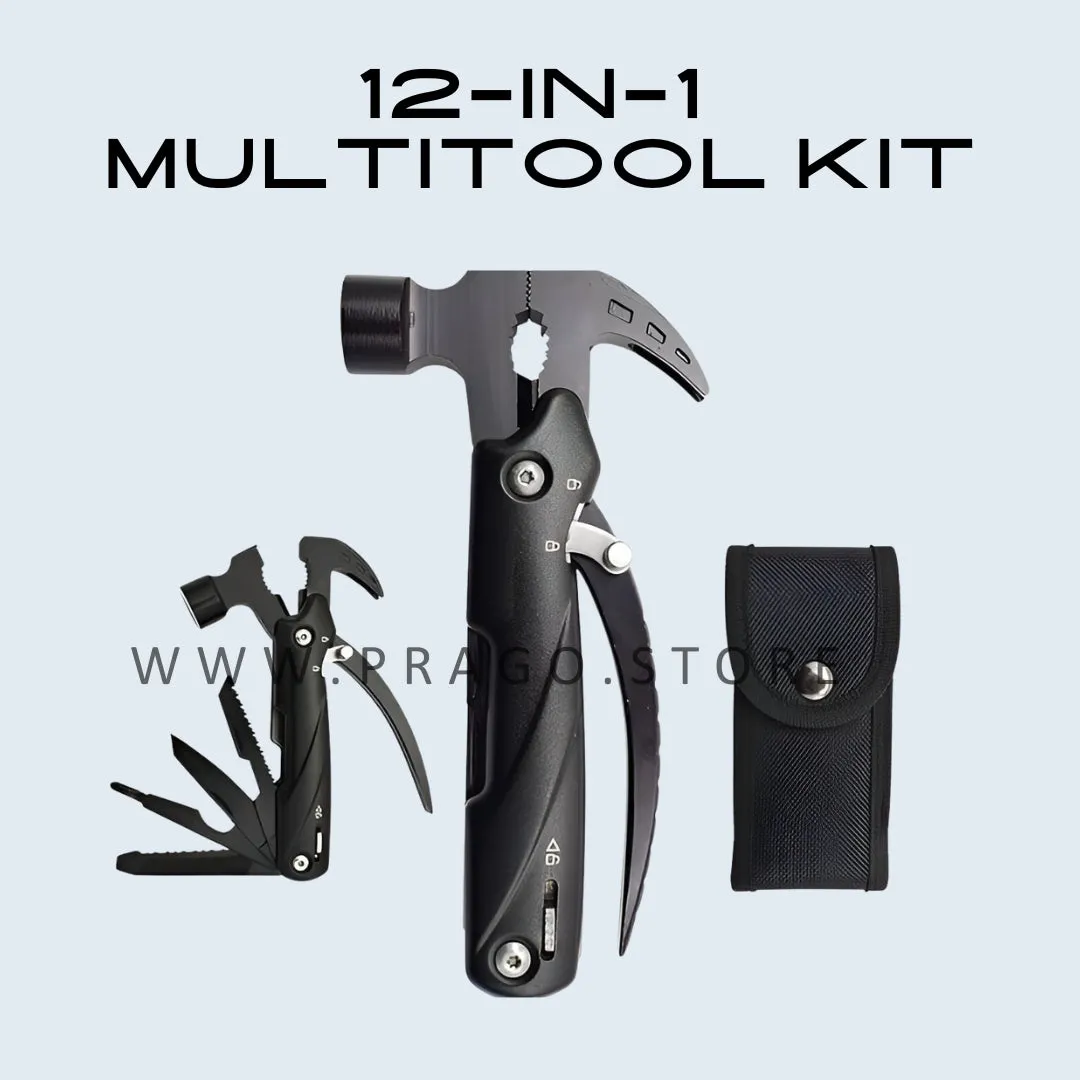 12-in-1 Multitool kit for camping and hiking heavy duty
