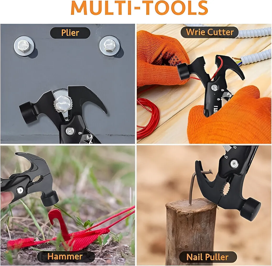 12-in-1 Multitool kit for camping and hiking heavy duty