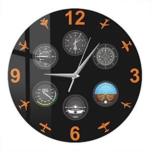 12 Inch Aviation Altimeter Instrument Wall Clock, Flight Instrument Military Aircraft Clock Wall Watch Silent Non Ticking Quartz Battery Operated Wall Clock for Aviator Pilot Gift