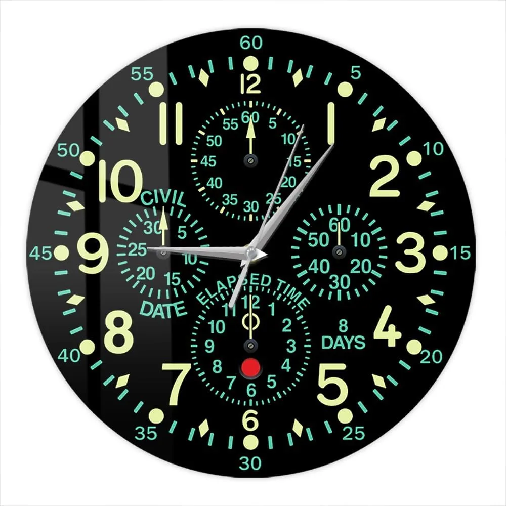 12 Inch ''Flying Fortress'' Aircraft Clock, Aviation Altimeter Instrument Wall Clock Modern Airplane Dashboard Wall Watch Clock Silent Battery Operated for Bedroom Aviator Pilots Gift
