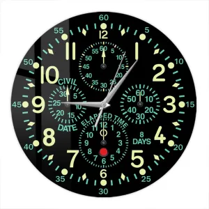 12 Inch ''Flying Fortress'' Aircraft Clock, Aviation Altimeter Instrument Wall Clock Modern Airplane Dashboard Wall Watch Clock Silent Battery Operated for Bedroom Aviator Pilots Gift