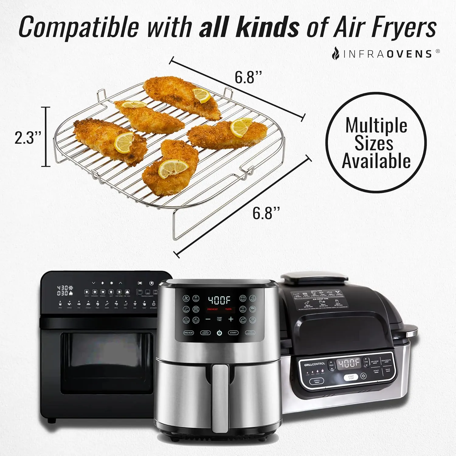 12 Pcs Air Fryer Accessories with Rack, Grill Pan, Air Fryer Cheat Sheet for Chefman, Cosori, Dash, Nuwave®, Emeril Lagasse, Secura, Comfee, Square Air Fryer Liners for Basket Freidora de Aire
