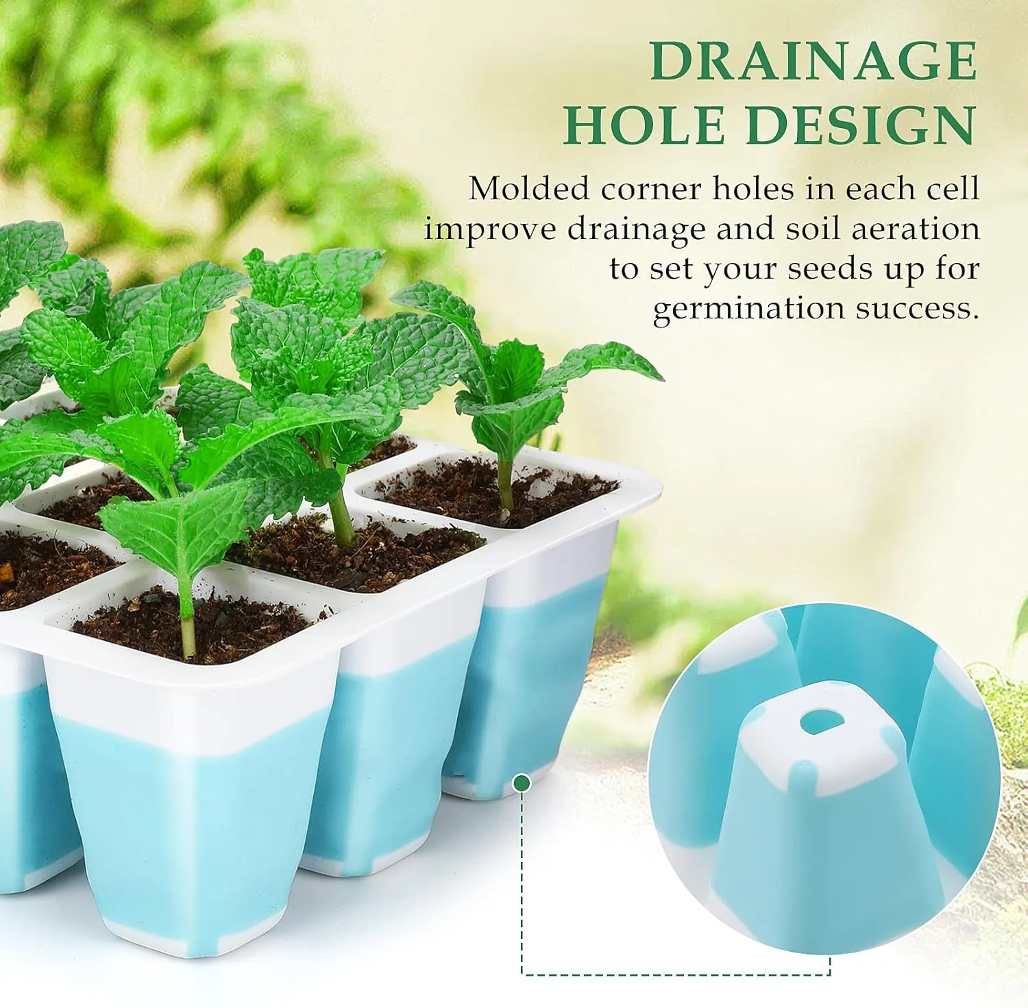 12 PCS Reusable Seed Starter Tray, 144 Cells Seed Starter Kit with Flexible Pop-Out Cells, Seedling Starter Trays for Seed Starter, Indoor Greenhouse Seeding Planting Growing