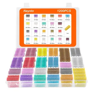 1200pcs Car Fuses Assortment Kit, 520PCS Standard Fuse Kit & 680PCS Small Size Fuses   1 Puller for Auto/RV/Truck/Motorcycle/Yacht (2A 3A 5A 7.5A 10A 15A 20A 25A 30A 35A 35A 40A)