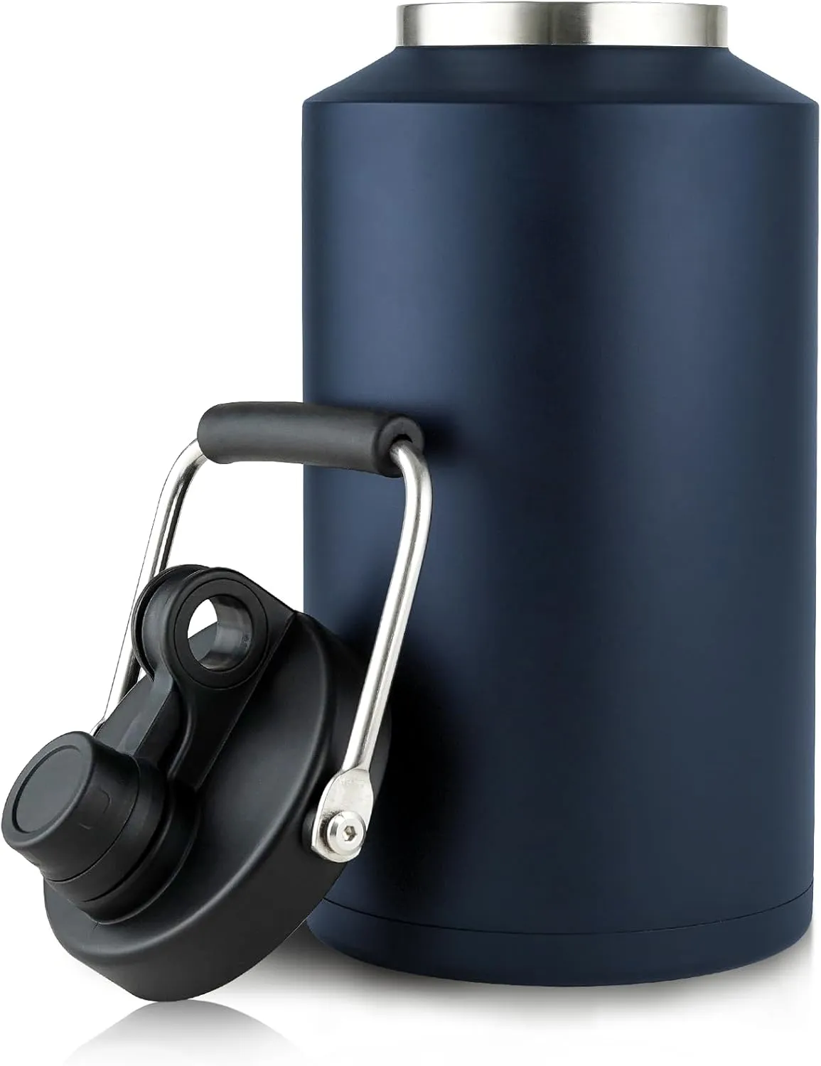 128oz Large Insulated Water Jug - One Gallon Double Vacuum Insulated Bottle Dishwasher Safe for Hot & Cold Drinks with Wide Mouth & Handle (Navy Blue, 128 Ounces)