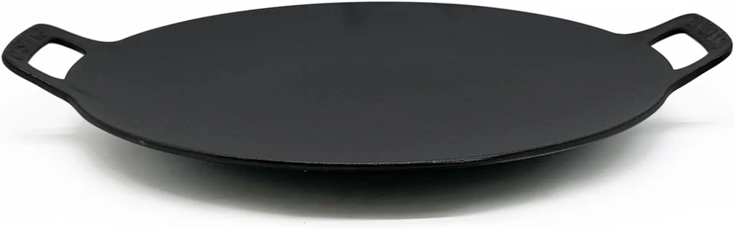 13-Inch Korean BBQ Grill Pan, Cast Iron Griddle for Indoor and Outdoor Stovetop Use