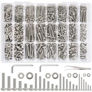1315Pcs Pan Head Phillips M2 M3 M4 M5 Machine Screws, 25 Sizes Bolts and Nuts Kit, 304 Stainless Steel Set Screw Assortment Kit, Metric Screw Assortment, Length 6mm-25mm, w/Screwdriver