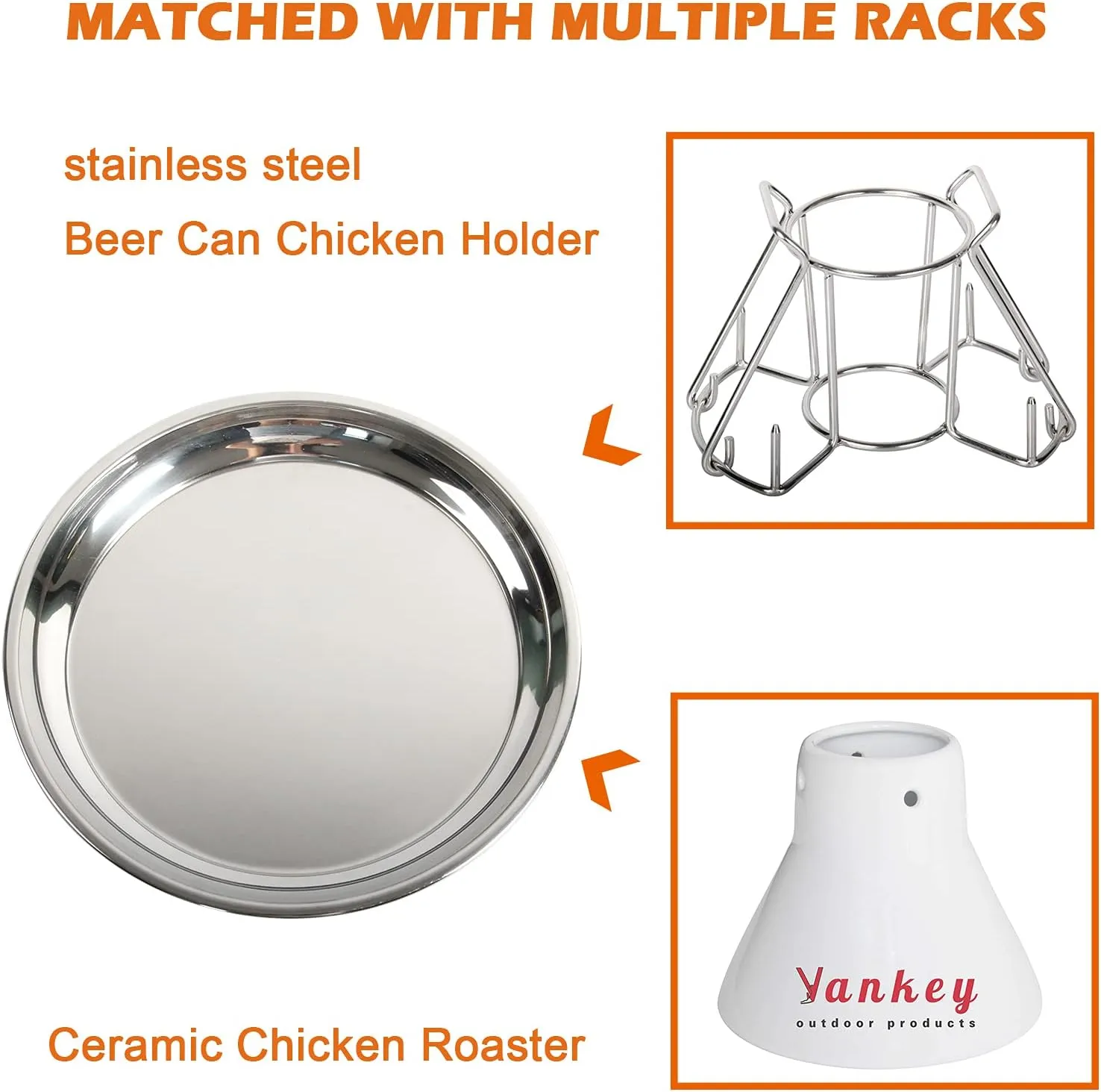 14 In Stainless Steel Roasting Pan, Stainless Steel Heavy Duty Kitchenware Round Roaster Pan Large XLarge Big Size Green Egg Drip Pan for Turkey Baking,Roast Chicken,Brushed Surface & Dishwasher Safe