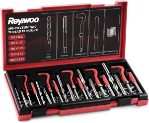 150 PC Helicoil Thread Repair Kit, Metric Helicoil Kit with HSS Drill Bits Inserts Taps Break Off Tools, Rethreading Tools in M5 M6 M8 M10 M12 Sizes