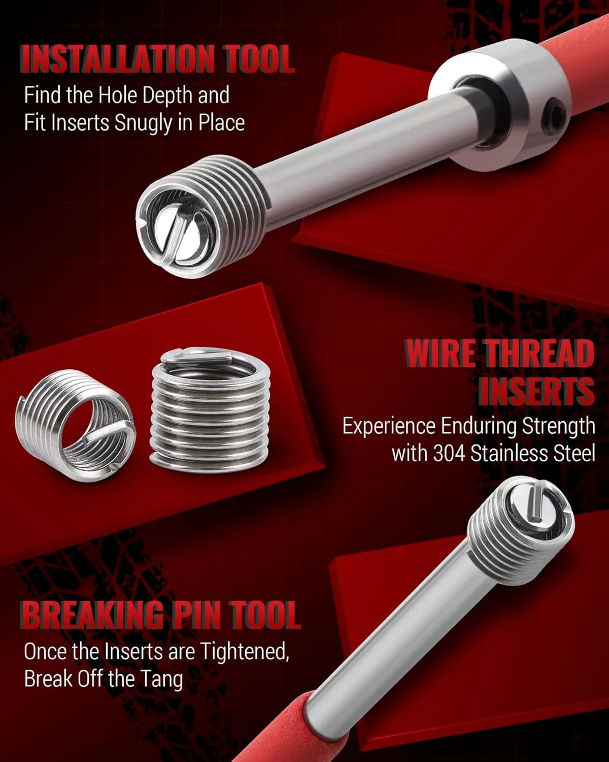150 PC Helicoil Thread Repair Kit, Metric Helicoil Kit with HSS Drill Bits Inserts Taps Break Off Tools, Rethreading Tools in M5 M6 M8 M10 M12 Sizes