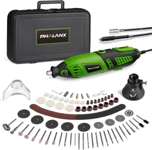 180W Rotary Tool Kit, 1.5-Amp PHALANX 6 Variable Speed with Flex Shaft, 8000-32000RPM Multi-Tool& 139pcs Accessories Kit, Power Multiuse Set Prefect for Crafting Projects and DIY Creations… (Renewed)
