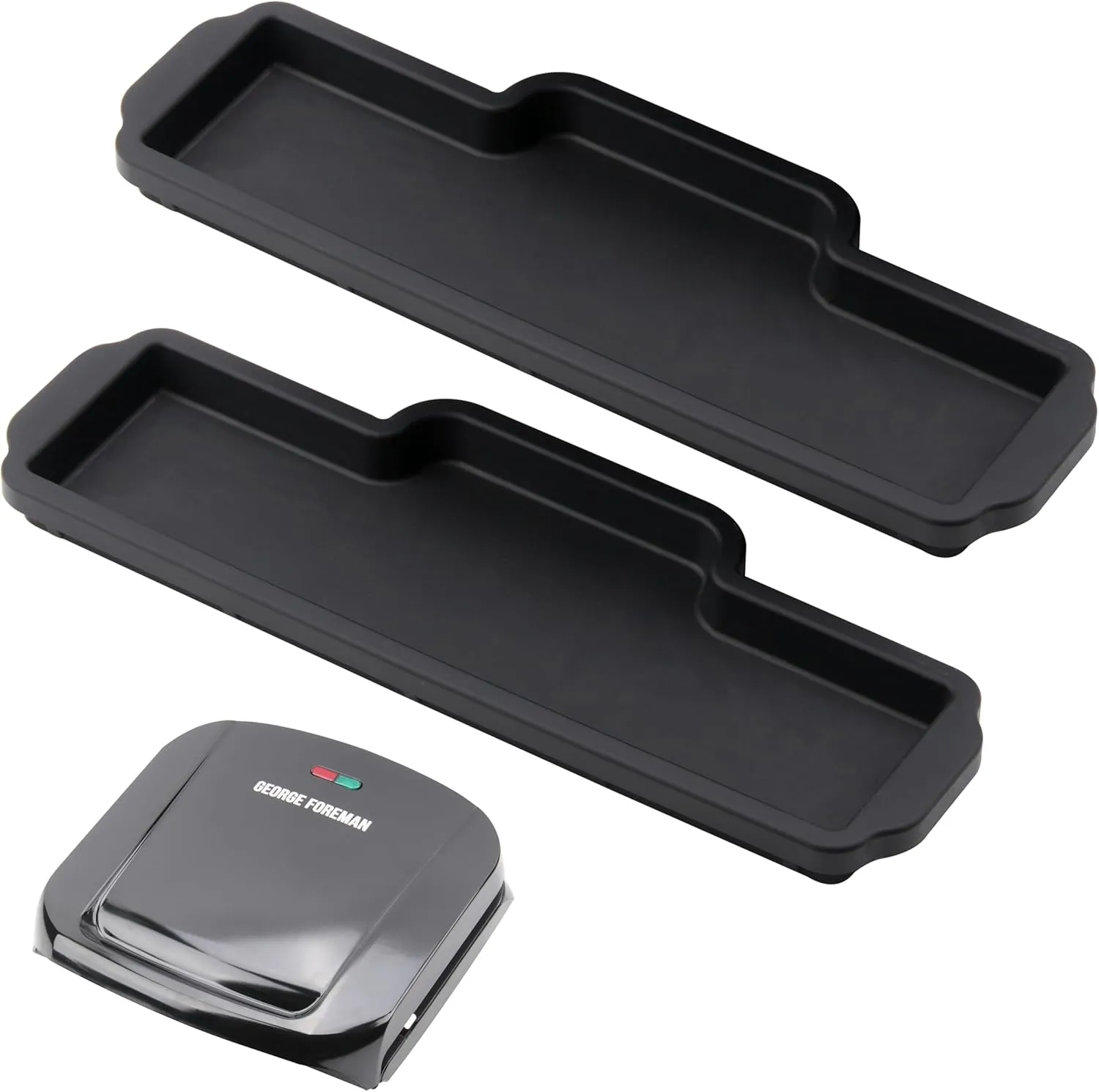 2 Pack Drip Tray Compatible with George Foreman Electric Grill (GRP1060B, GR10B, GR340FB, and GRS040B), 12" Silicone Oil Drip Pan & Grill Grease Tray Replacement (Grill is not Included)