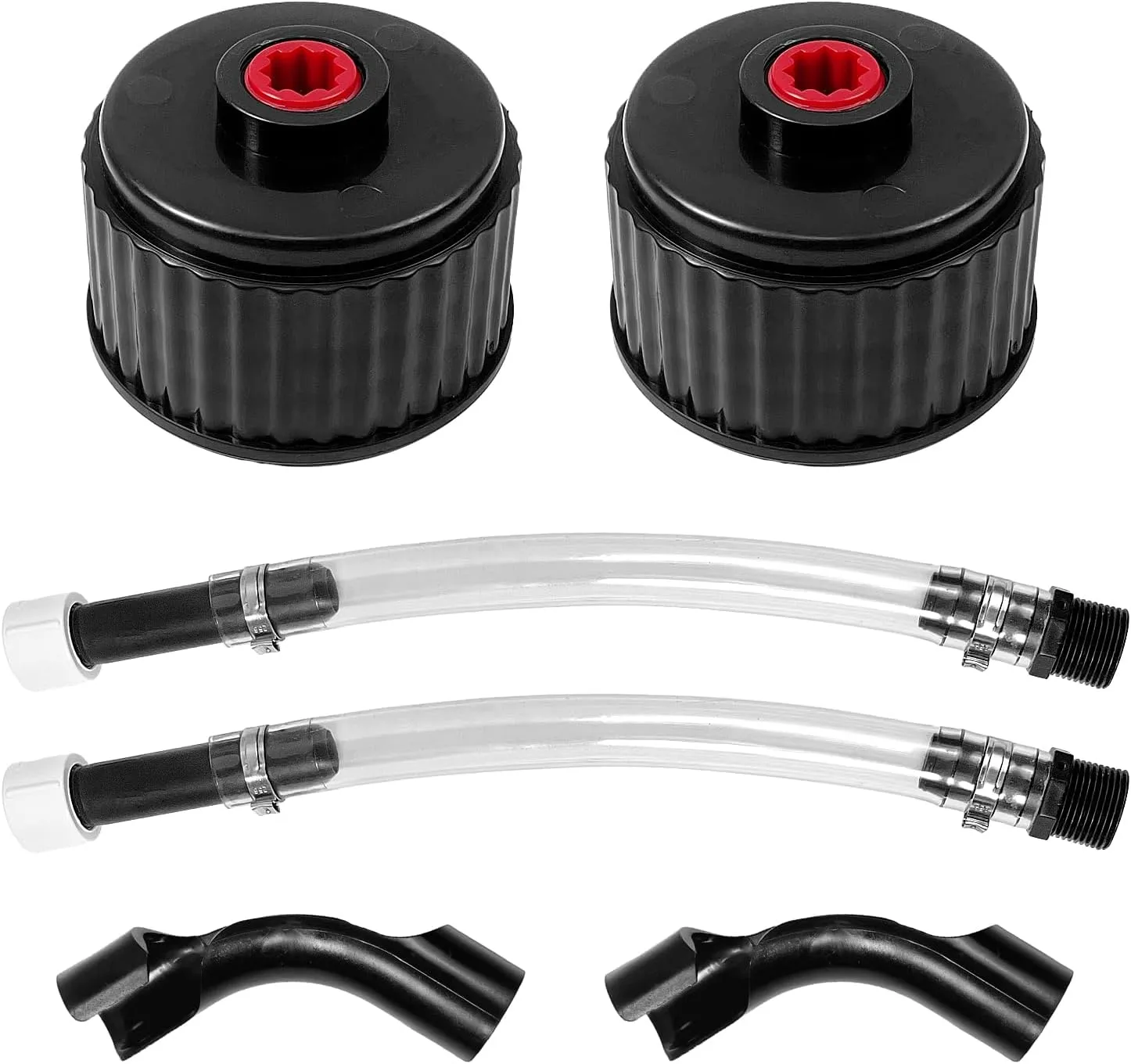 2 Set of Racing Fuel Filler Hose Kits, 5 Gallon Neck Hose with Jug Cap Hose Bender, Racing Replacement Gas Can Cap, Jug Hose Utility