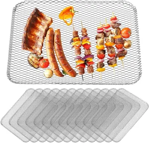 20 Aluminum Grill Sheets, Disposable Rectangular Mesh Mats, Broiler Pans for Grilling and Baking, Great for Campouts, Picnics, Outdoor Bbqs
