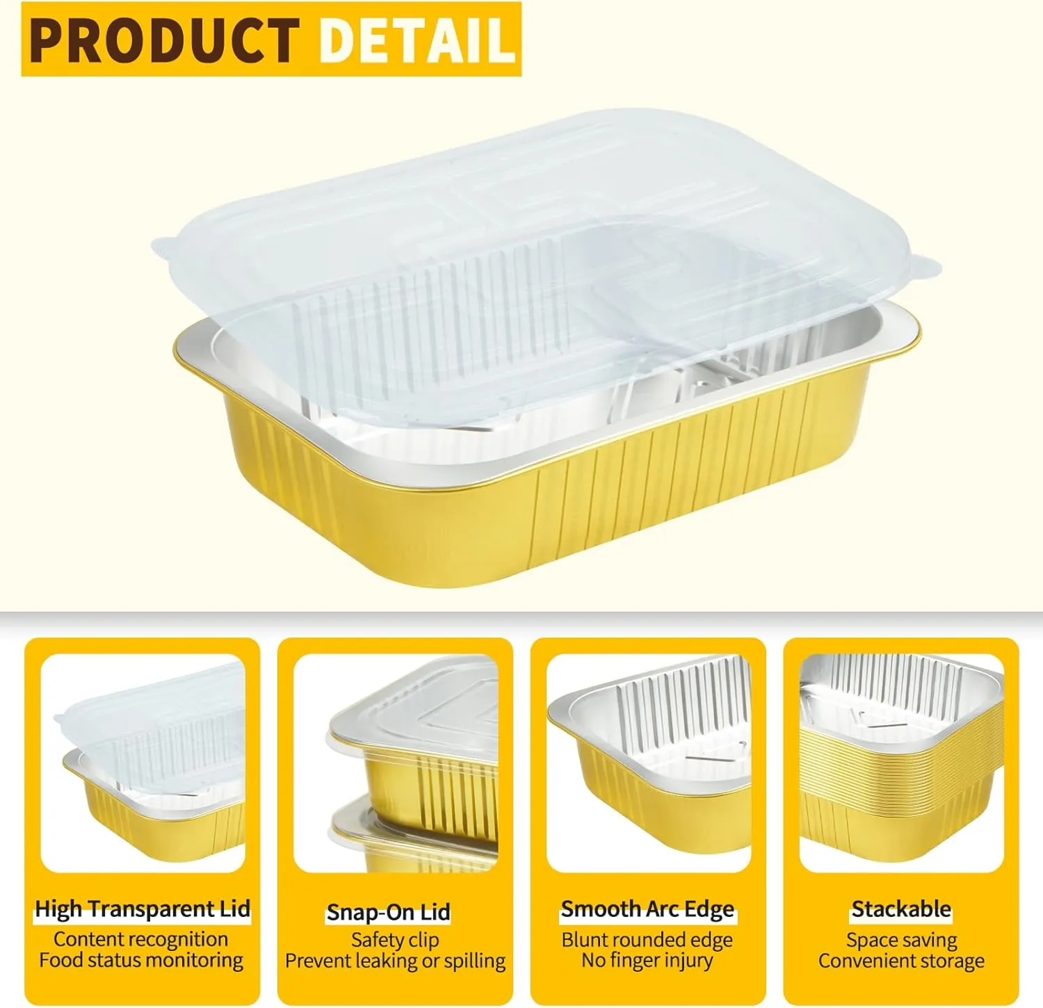 20 Pack 11"×8" Aluminum Foil Pans with Lids Heavy Duty 5 LB Capacity Foil Food Containers with Lids, Disposable Tin Foil Pans with Lids for Baking, Meal Prep, Freezer, Heating and Takeout