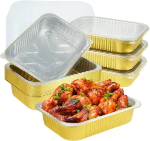 20 Pack 11"×8" Aluminum Foil Pans with Lids Heavy Duty 5 LB Capacity Foil Food Containers with Lids, Disposable Tin Foil Pans with Lids for Baking, Meal Prep, Freezer, Heating and Takeout
