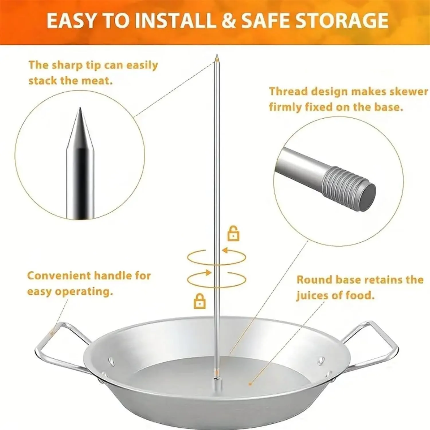 2024 New Gyro Pan with Skewer, Stainless Steel Vertical Skewer Pan, Gyro Cooking Plate, Gyro Pan with Skewer for Oven, For 𝙏𝙖𝙘𝙤𝙨 𝘼𝙡 𝙋𝙖𝙨𝙩𝙤𝙧, 𝙎𝙝𝙖𝙬𝙖𝙧𝙢𝙖 𝙆𝙚𝙗𝙖𝙗𝙨 BBQ Dishes (9in), 1