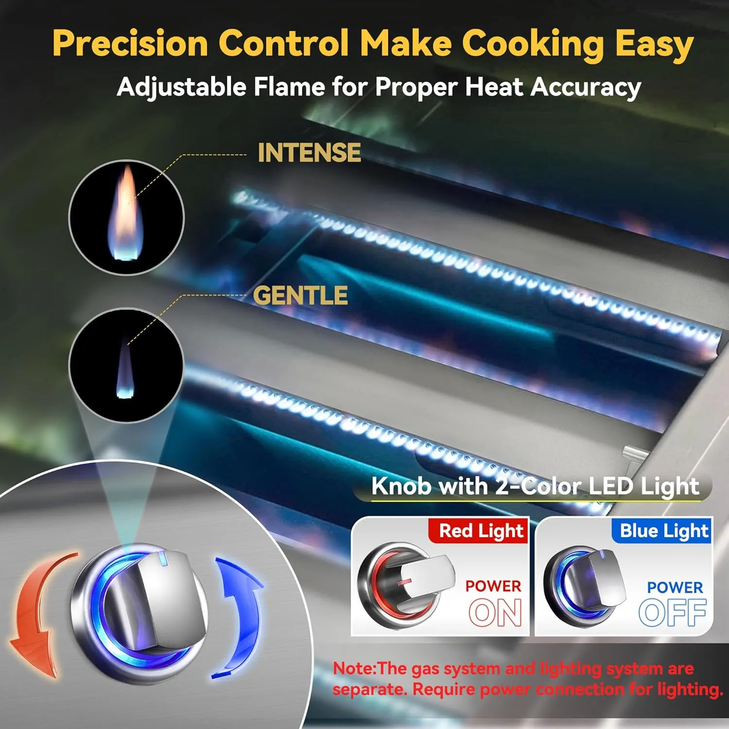 26 Inch BBQ Head Grill Griddle for Outdoor Kitchen, Liquid Propane Bulit-in Grills for Barbecue Island, 3-Burner, 3 * 14,000 BTU, Premium 304 Stainless Steel, Convertible to Natural Gas