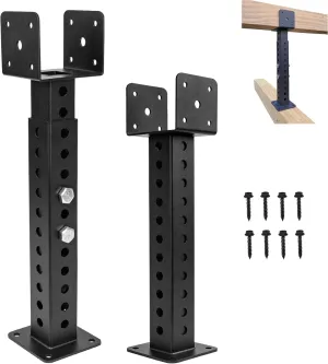 2PCS Roof Riser Brackets, Adjustable Pergola Roof Riser Beam Brackets Roof Mount Pergola Support Bracket for 3-1/2" Wood Post, Saddle Black