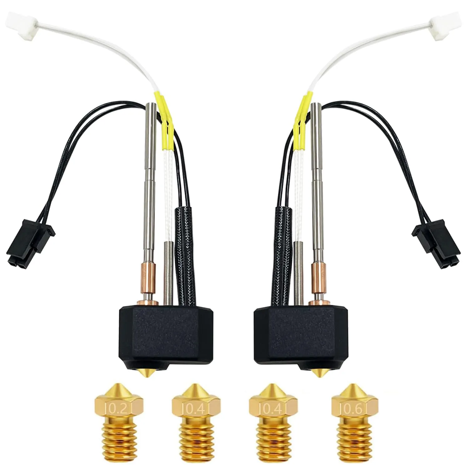 2PK Hotend for Prusa I3 MK4/XL Print Head Heater Block 24V 40W Heating Cartridge Thermistor Extruder Kit Printhead with Extra 0.2MM 0.4MM 0.6MM Brass Nozzles Accessories