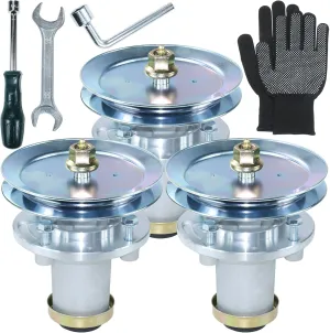 3 Pack Greased 539112170 Mandrel Assembly with 539113300 Spindle Pulley Replaces Husqvarna 539112170 for Husqvarna MZ54, MZ5225, MZ 52, GT52XLS, MZ52, RZ4824F, Z242F, MZ 54, YT42DXLS Tractors