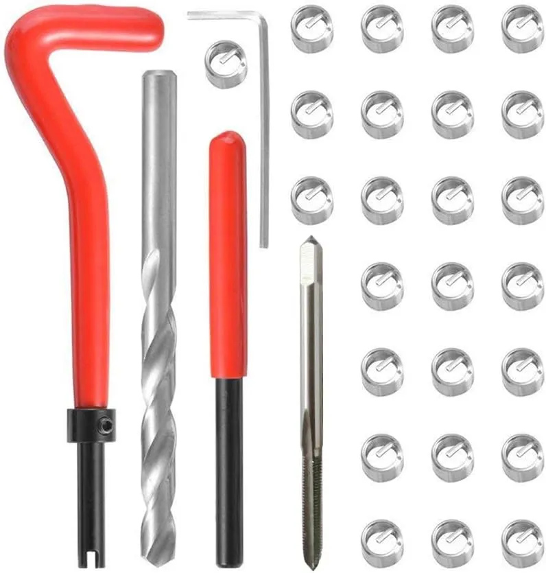 30Pcs Metric Thread Repair Kit, Shkalacar Metric Thread Threaded Inserts Installation Tool compatible with M3 M4 M7 M9 M11 Helicoil Car Pro Coil Tool M4*0.7