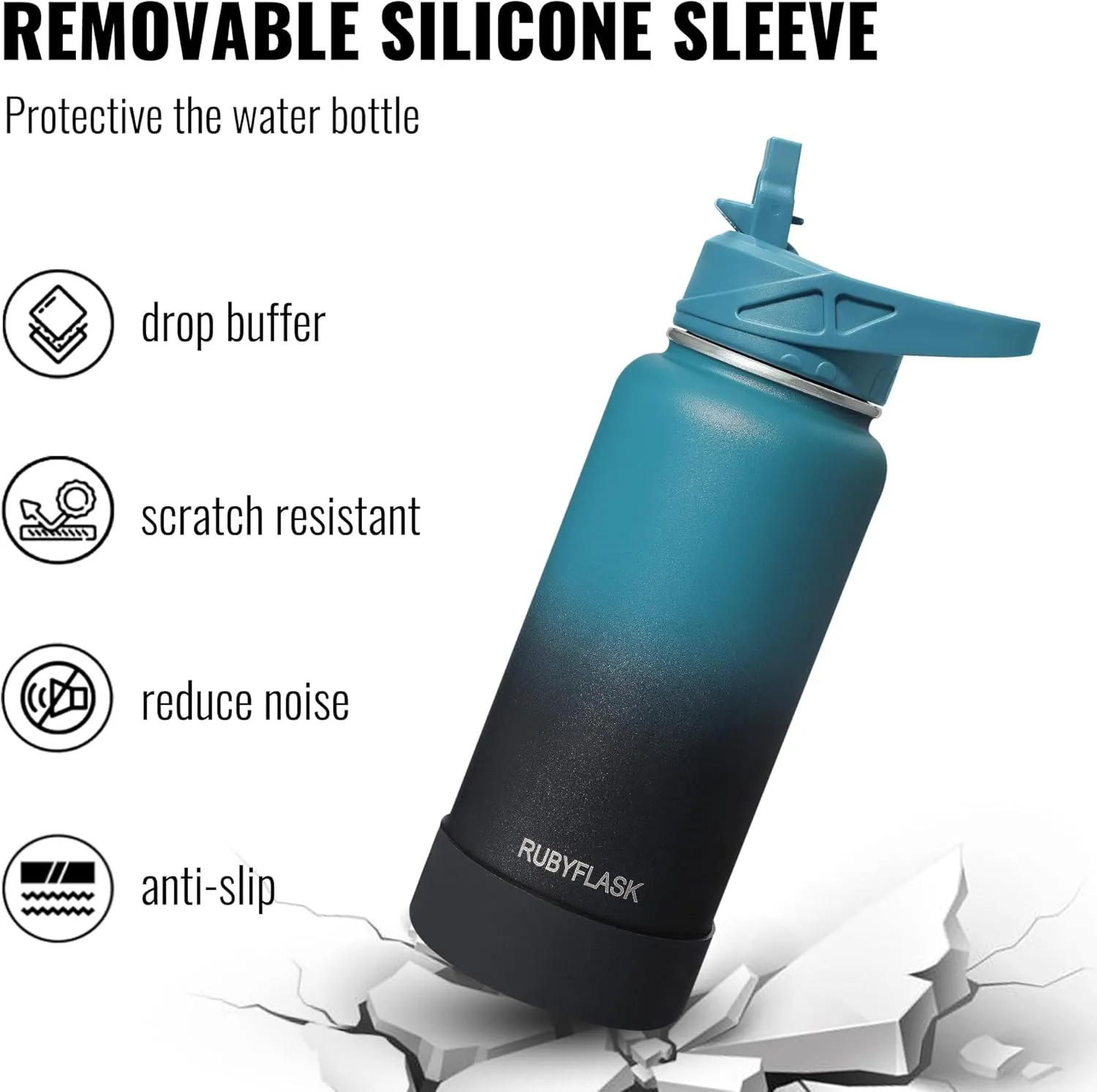 32oz Insulated Water Bottle with Straw, Stainless Steel Metal Vacuum Water Flask, Large Thermos Water bottle with Leakproof 3 Lids for Travel, Camping, Gym Sports Red