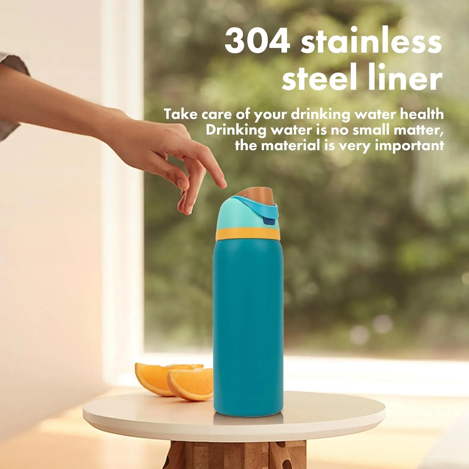 32oz Stainless Steel Insulated Water Bottle Bounce Lid Portable Travel Mug (Pink)