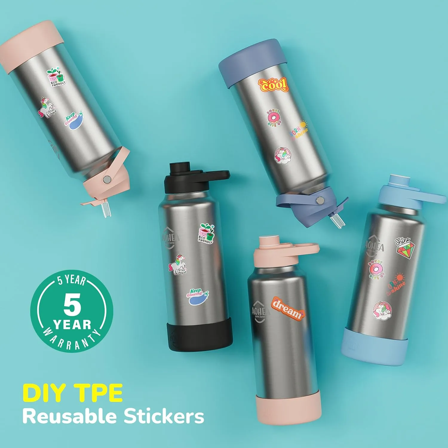 32oz（26 6） oz Insulated Water Bottle with straw and Hidden storage（6oz）, Stainless Steel Double Walled Vacuum Sports Water Bottle with 2 Lids for Gym Camping Hiking (Blue, 32oz)