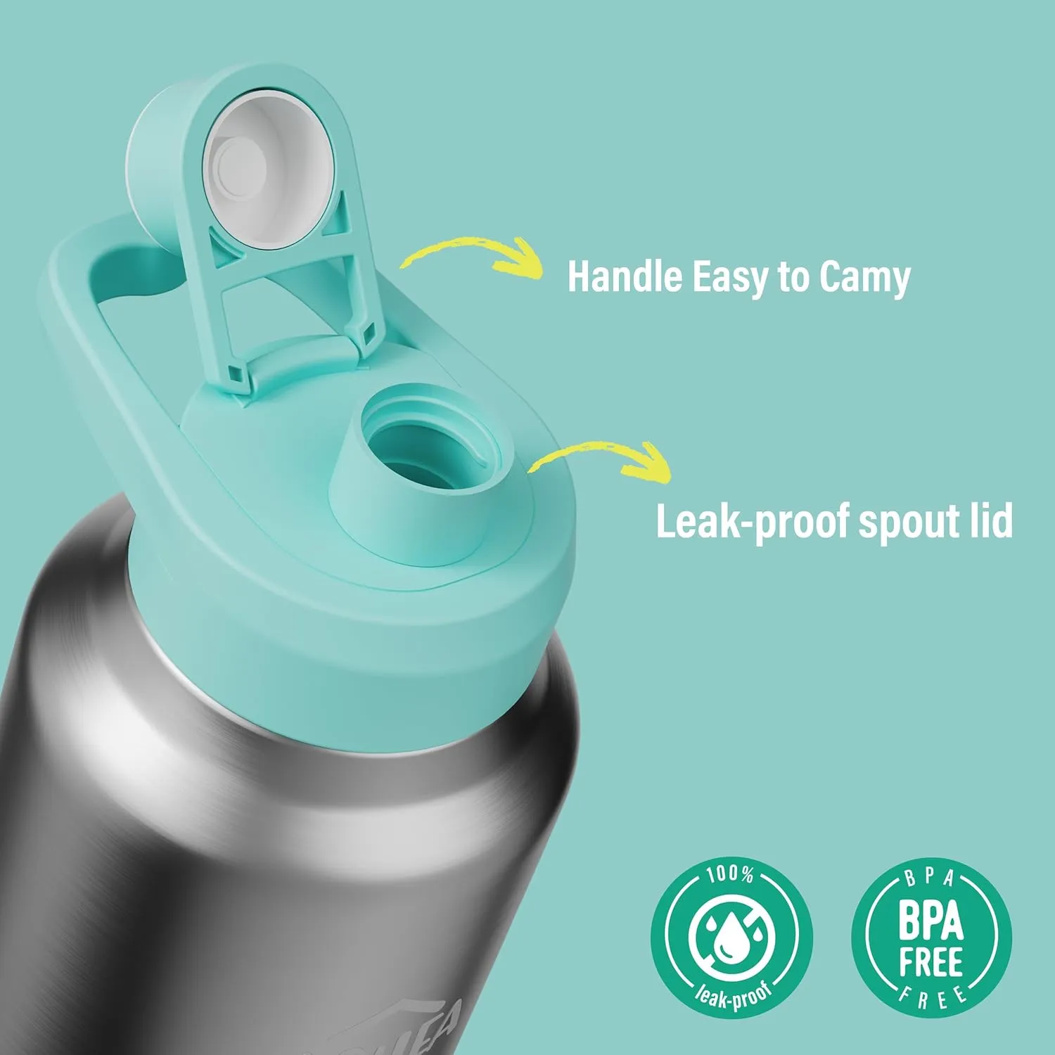32oz（26 6） oz Insulated Water Bottle with straw and Hidden storage（6oz）, Stainless Steel Double Walled Vacuum Sports Water Bottle with 2 Lids for Gym Camping Hiking (Blue, 32oz)