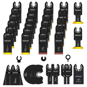 35PCS Oscillating Saw Blades, 10 Types Premium Multitool Blades for Wood/Metal/Plastic, Oscillating Tool Blades Compatible with Dewalt Rockwell Fein Milwaukee Ryobi