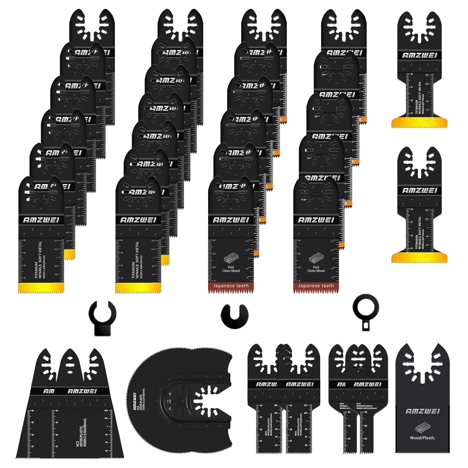 35PCS Oscillating Saw Blades, 10 Types Premium Multitool Blades for Wood/Metal/Plastic, Oscillating Tool Blades Compatible with Dewalt Rockwell Fein Milwaukee Ryobi