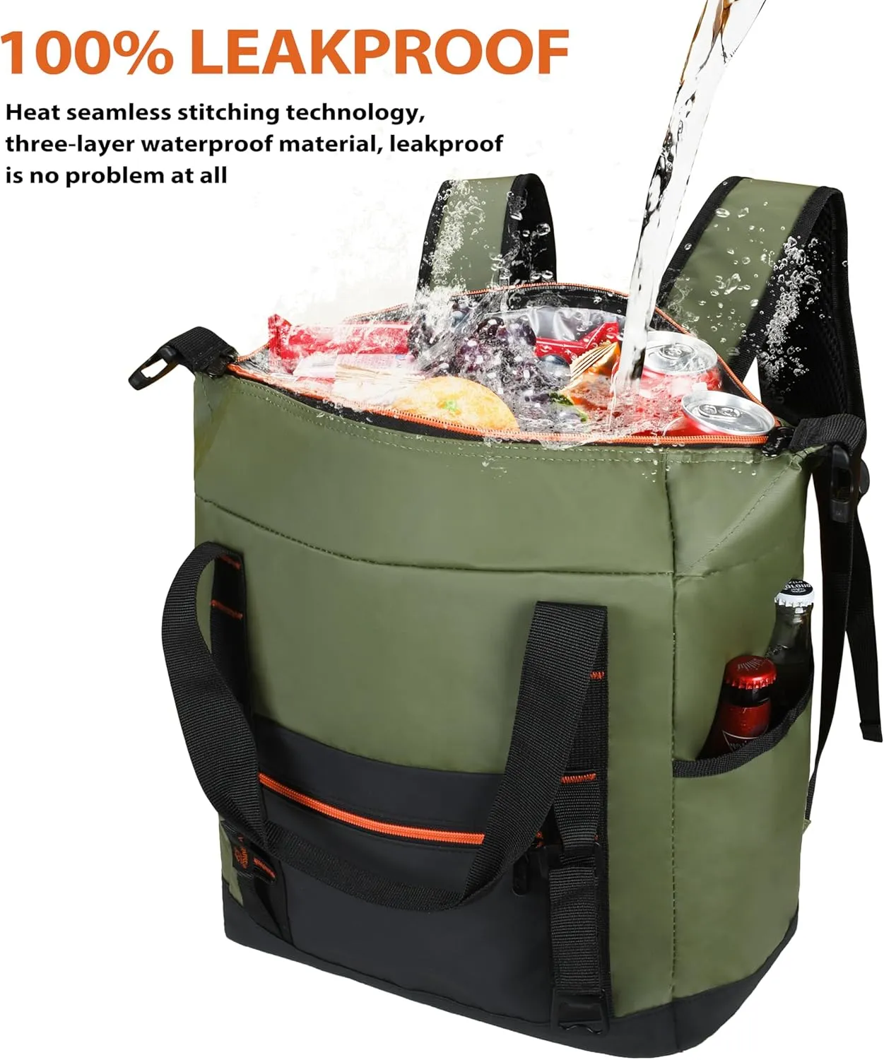 36 Cans Backpack Cooler, Leakproof Collapsible Soft Camping Insulated Cooler Bag, Waterproof Durable Cooler Backpack for Travel, Camping