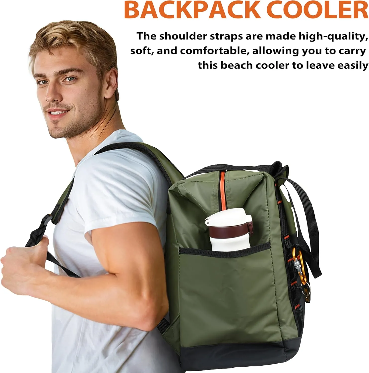 36 Cans Backpack Cooler, Leakproof Collapsible Soft Camping Insulated Cooler Bag, Waterproof Durable Cooler Backpack for Travel, Camping