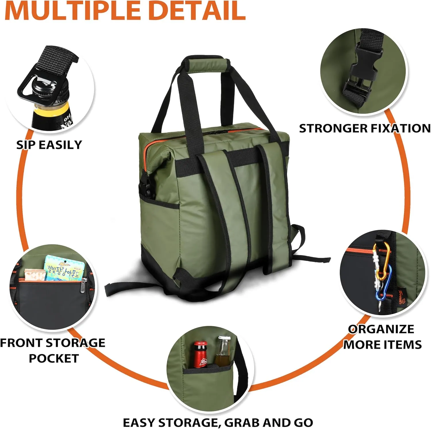 36 Cans Backpack Cooler, Leakproof Collapsible Soft Camping Insulated Cooler Bag, Waterproof Durable Cooler Backpack for Travel, Camping