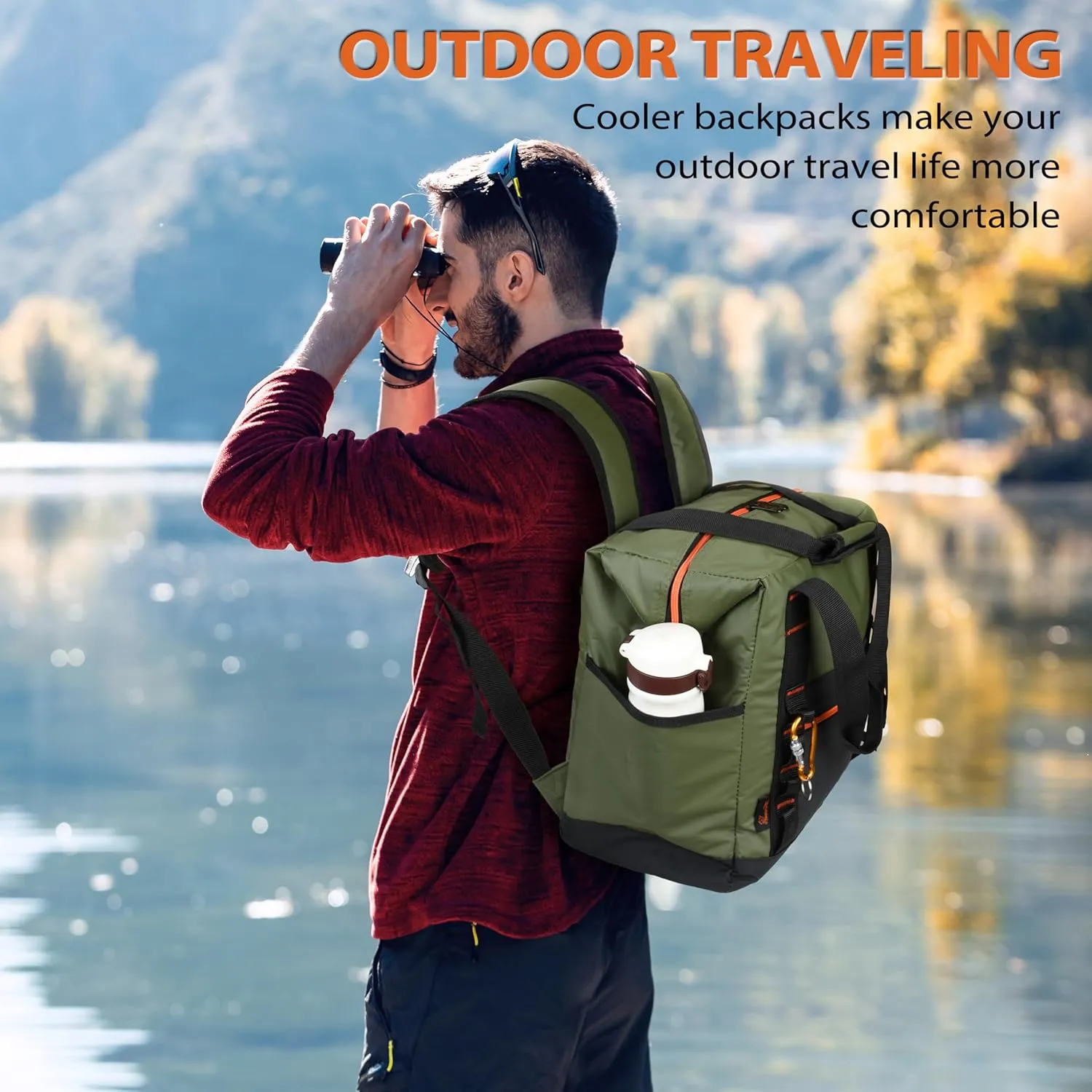 36 Cans Backpack Cooler, Leakproof Collapsible Soft Camping Insulated Cooler Bag, Waterproof Durable Cooler Backpack for Travel, Camping