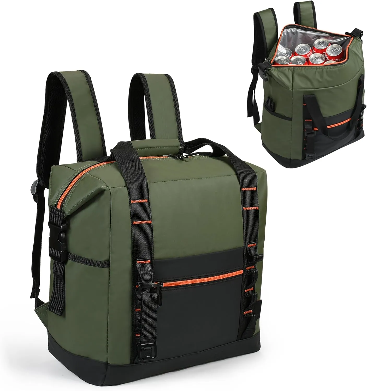 36 Cans Backpack Cooler, Leakproof Collapsible Soft Camping Insulated Cooler Bag, Waterproof Durable Cooler Backpack for Travel, Camping