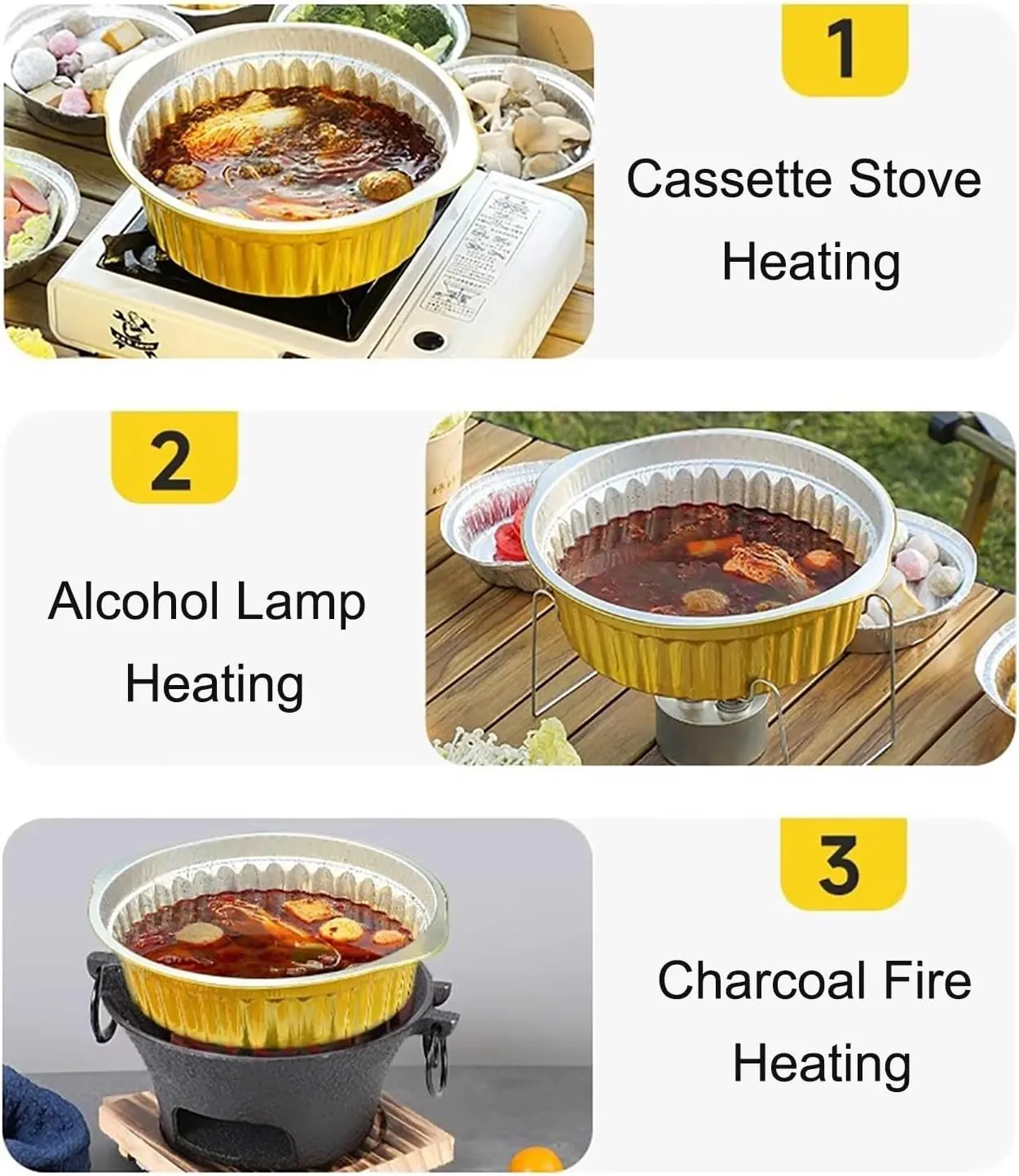 3/6 pcs Aluminum Foil Pans with Lids, Camping Pan, Disposable Camping Pot for Outdoor Cooking, Meal Prep, Oven, Freezer and Microwave
