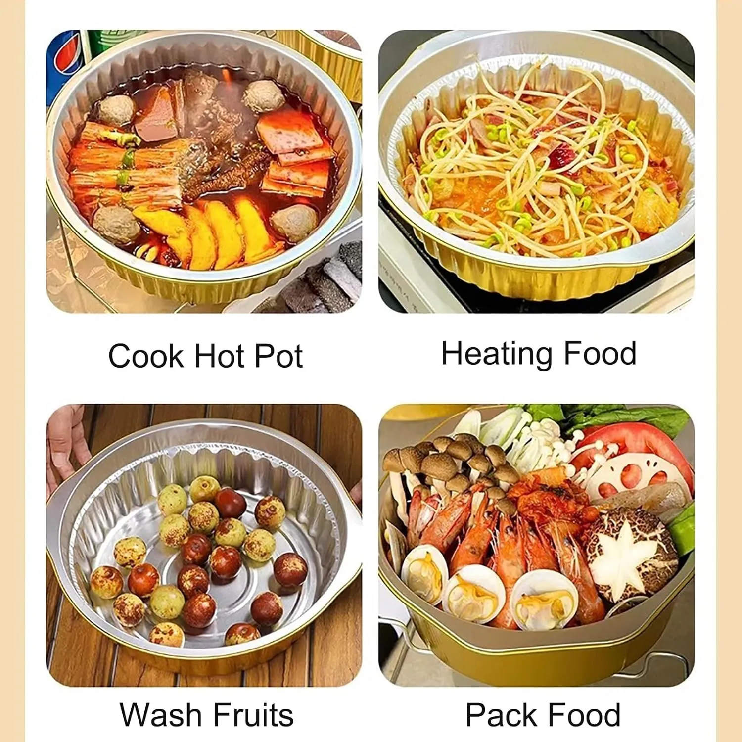 3/6 pcs Aluminum Foil Pans with Lids, Camping Pan, Disposable Camping Pot for Outdoor Cooking, Meal Prep, Oven, Freezer and Microwave