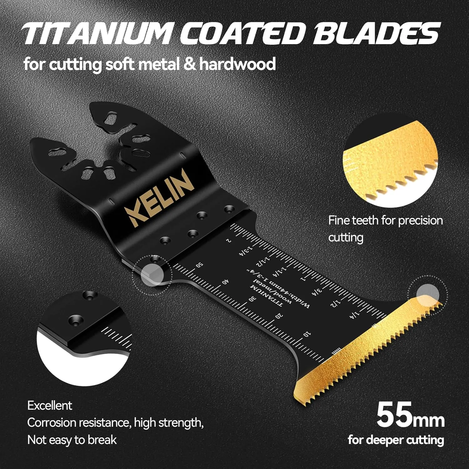 36 PCSTitanium Oscillating Tool Saw Blades with Stainless Steel Scraper and Semicircle Blades Kit, Universal Multi Tool Blades for Light Metal Sheet Pipe and Wood (NOT for Star Lock Interface)