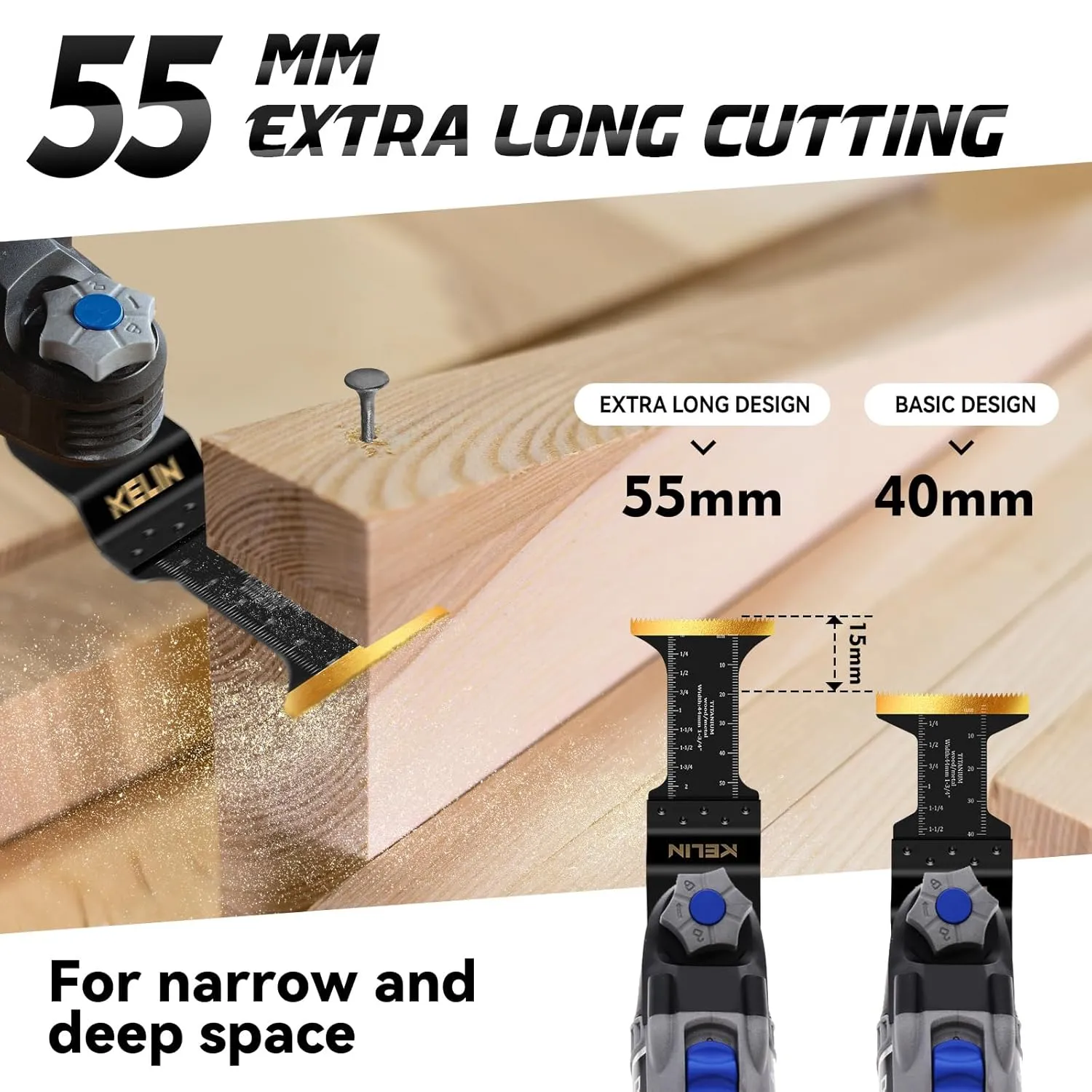 36 PCSTitanium Oscillating Tool Saw Blades with Stainless Steel Scraper and Semicircle Blades Kit, Universal Multi Tool Blades for Light Metal Sheet Pipe and Wood (NOT for Star Lock Interface)